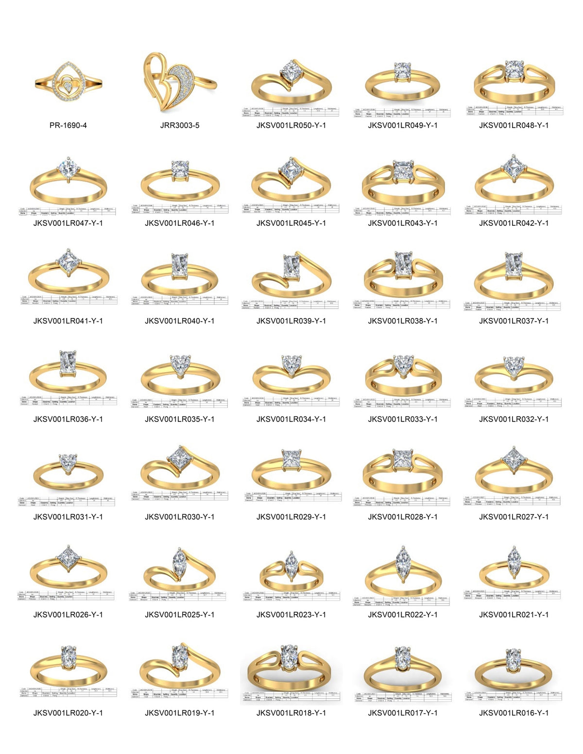 150 Mix Stone Rings STL & 3DM Files