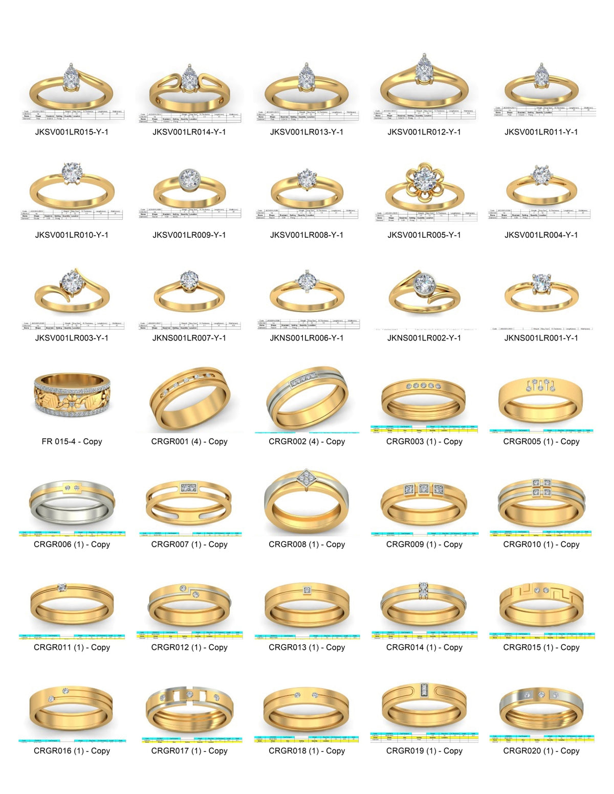 150 Mix Stone Rings STL & 3DM Files