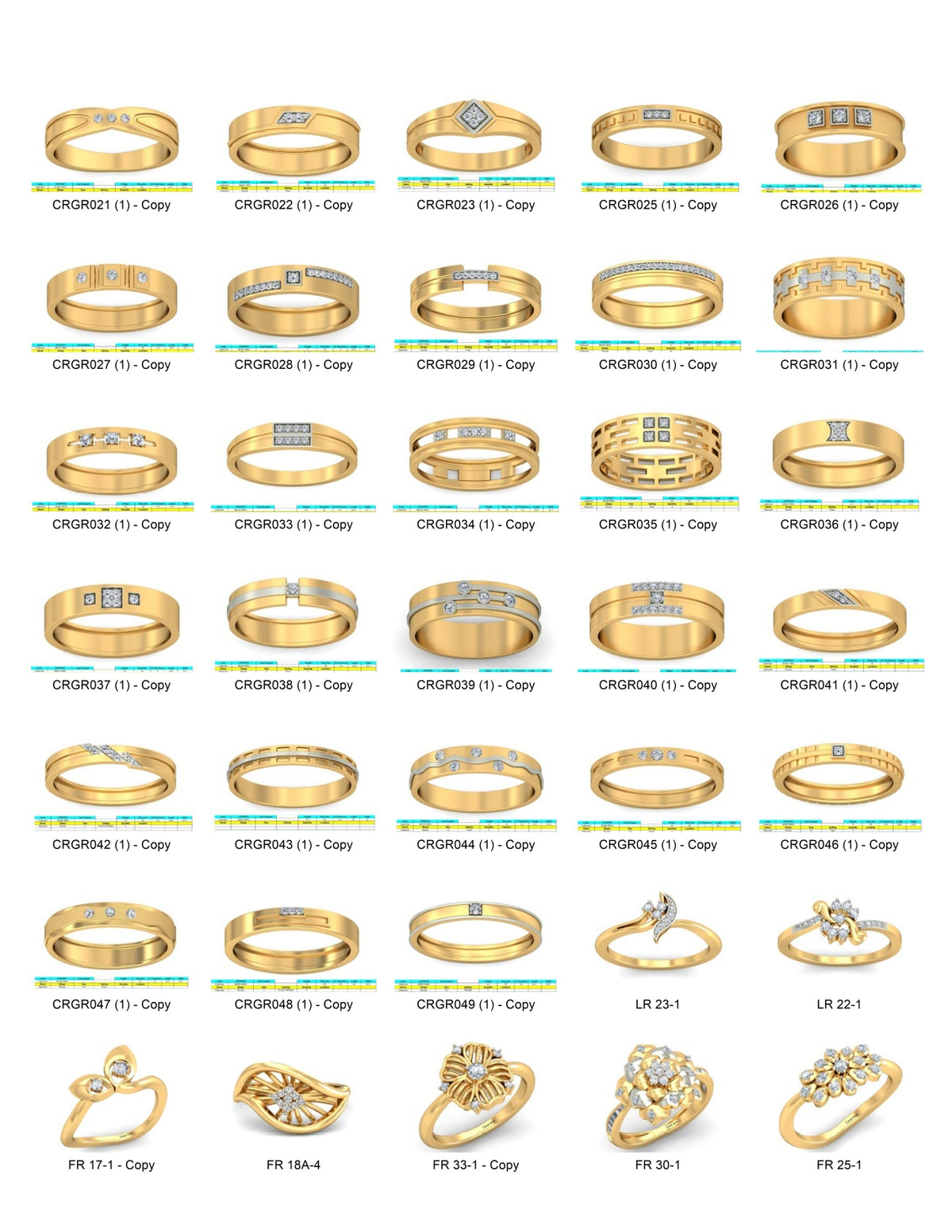 150 Mix Stone Rings STL & 3DM Files