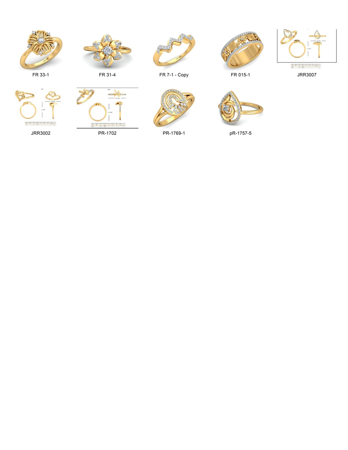 150 Mix Stone Rings STL & 3DM Files