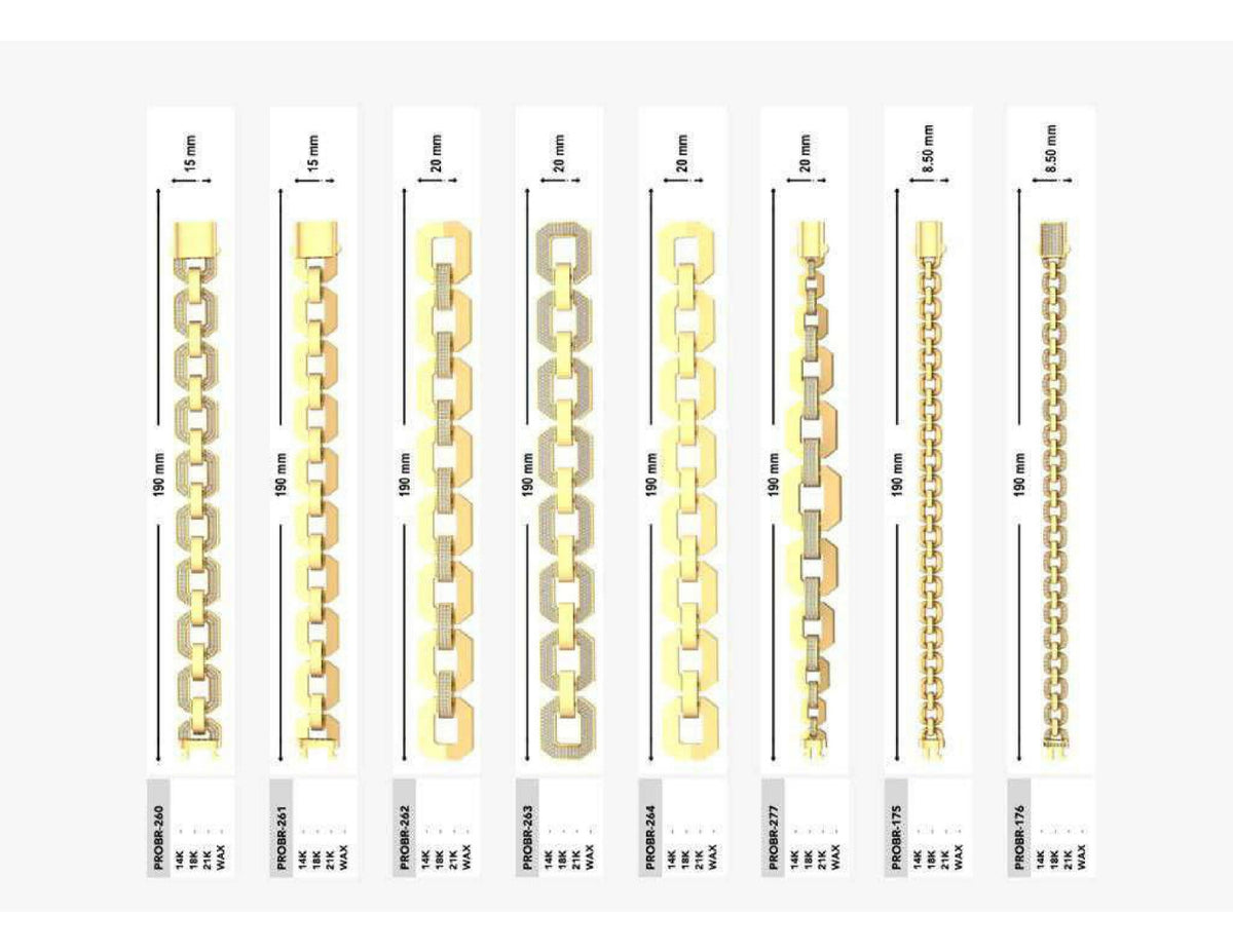 160 Chain Bracelets STL & 3DM Files