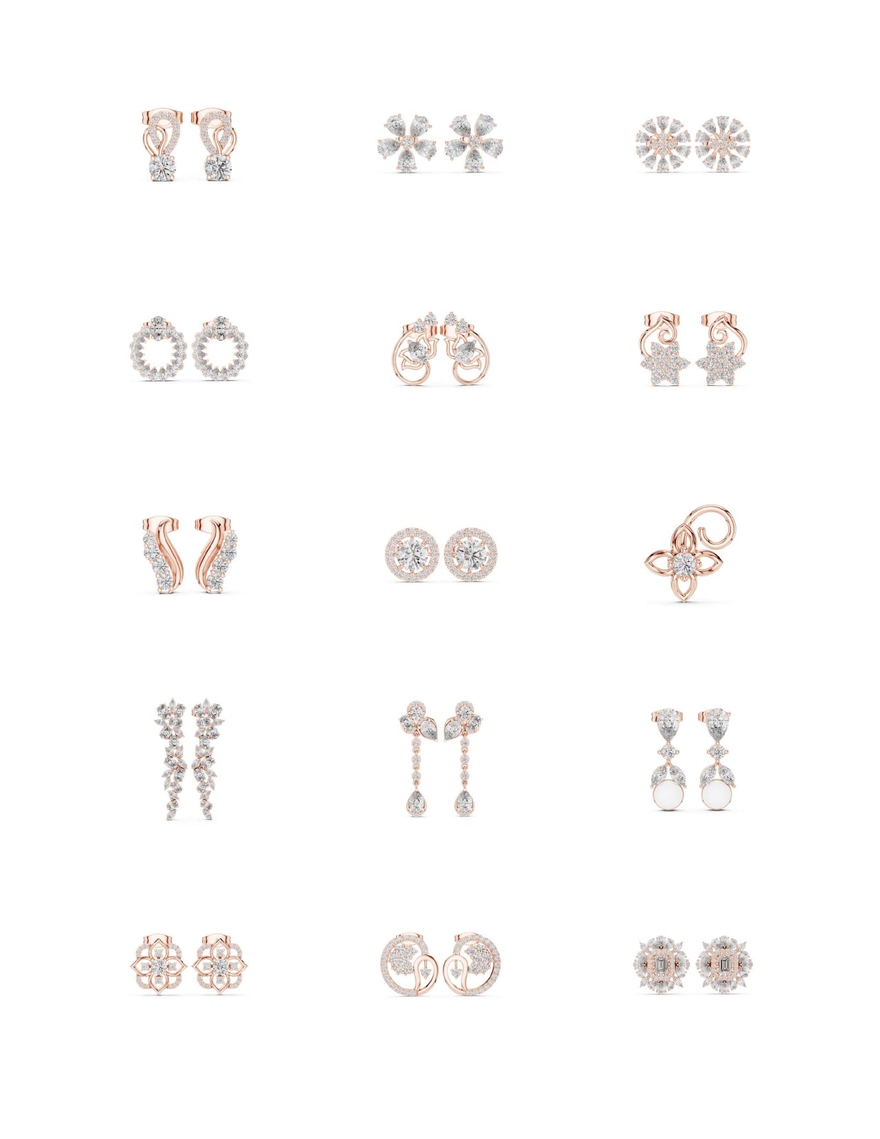 130 Solitaire Earrings Fully Rendered