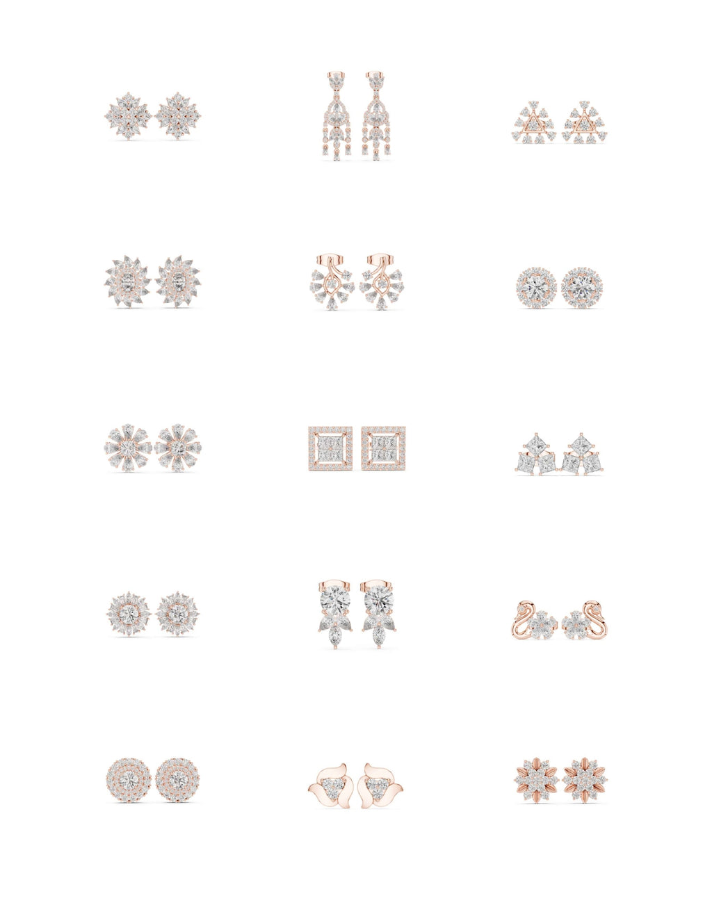 130 Solitaire Earrings Fully Rendered