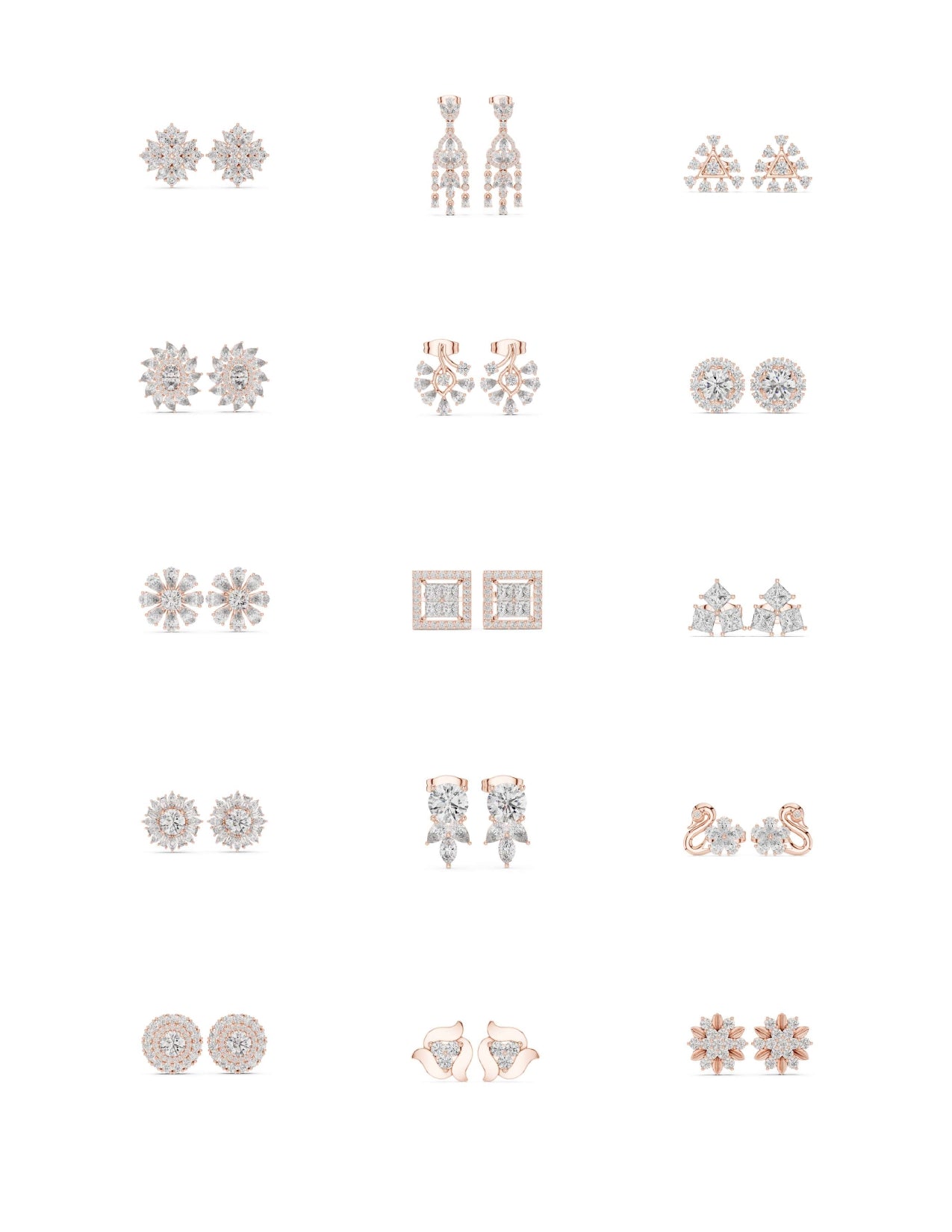 130 Solitaire Earrings Fully Rendered