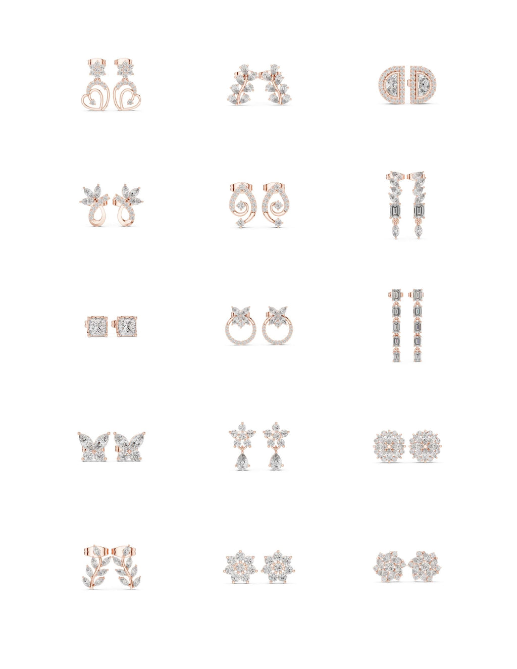 130 Solitaire Earrings Fully Rendered