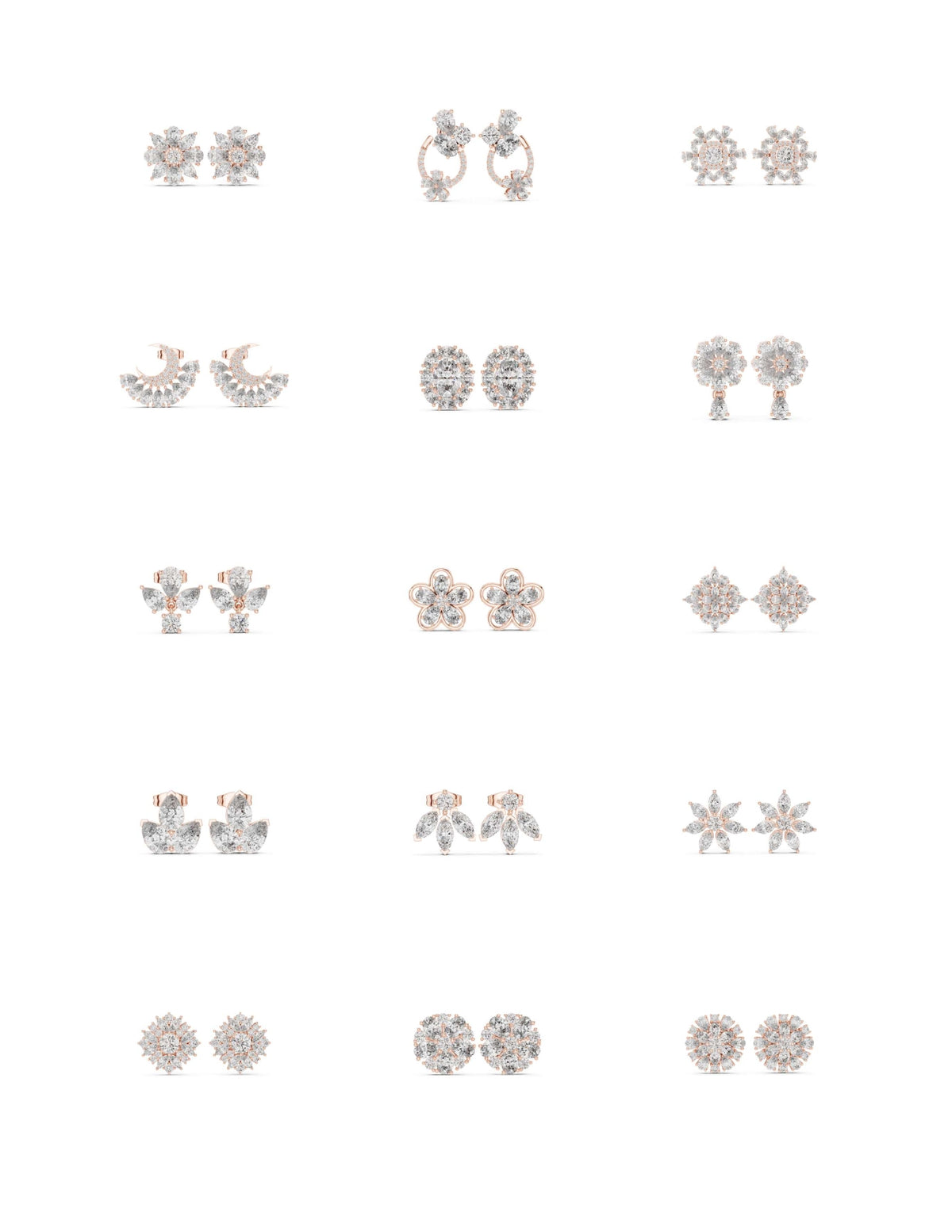 130 Solitaire Earrings Fully Rendered