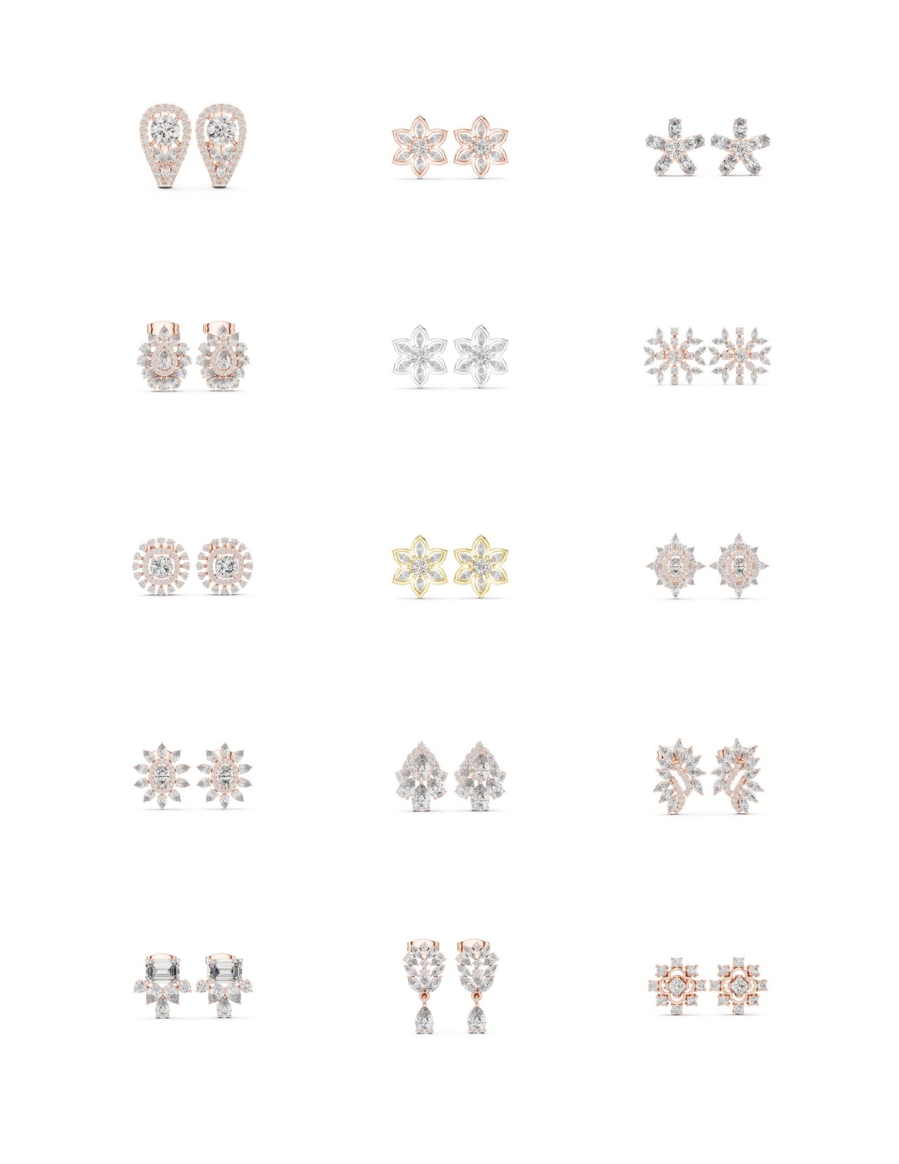 130 Solitaire Earrings Fully Rendered