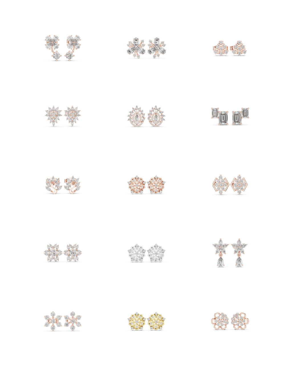 130 Solitaire Earrings Fully Rendered
