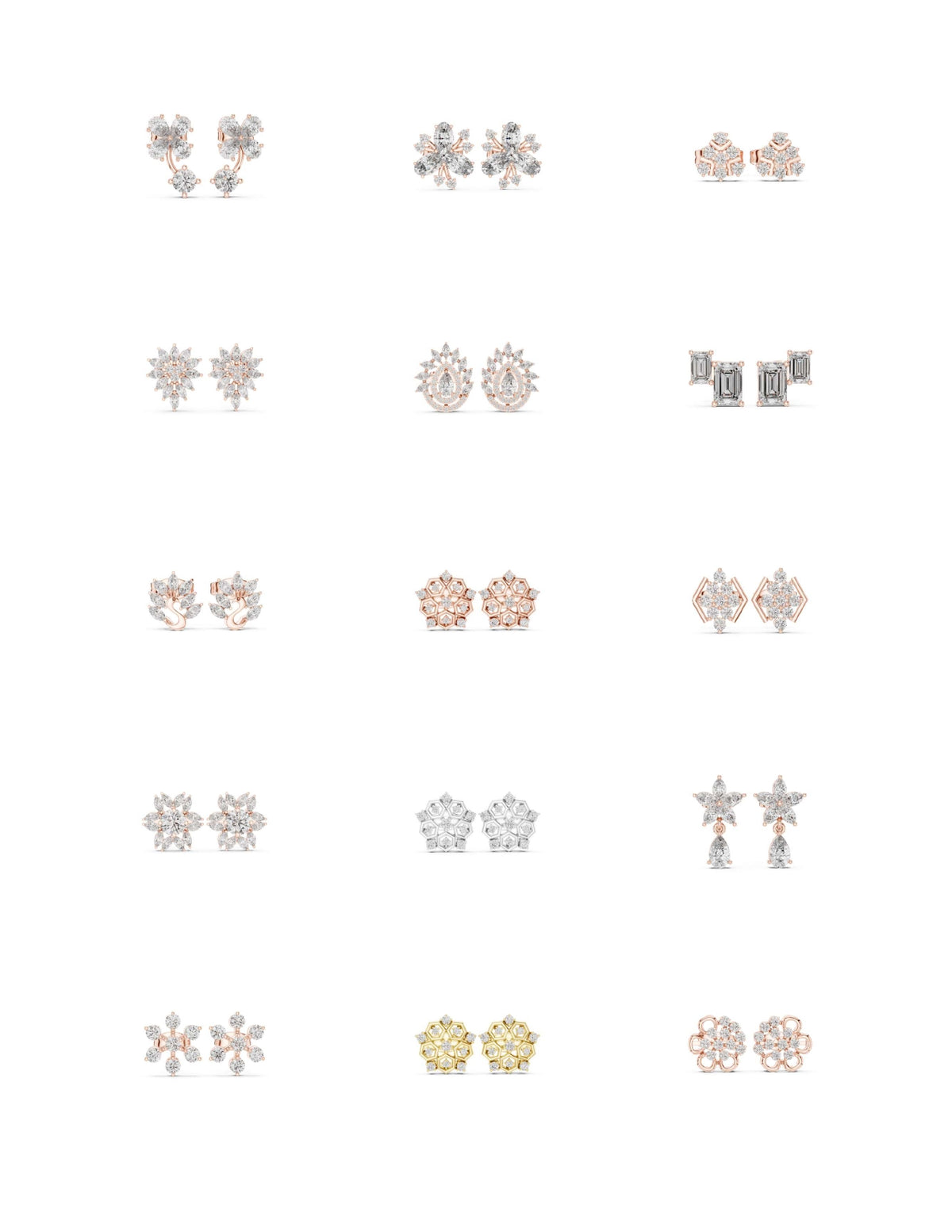 130 Solitaire Earrings Fully Rendered