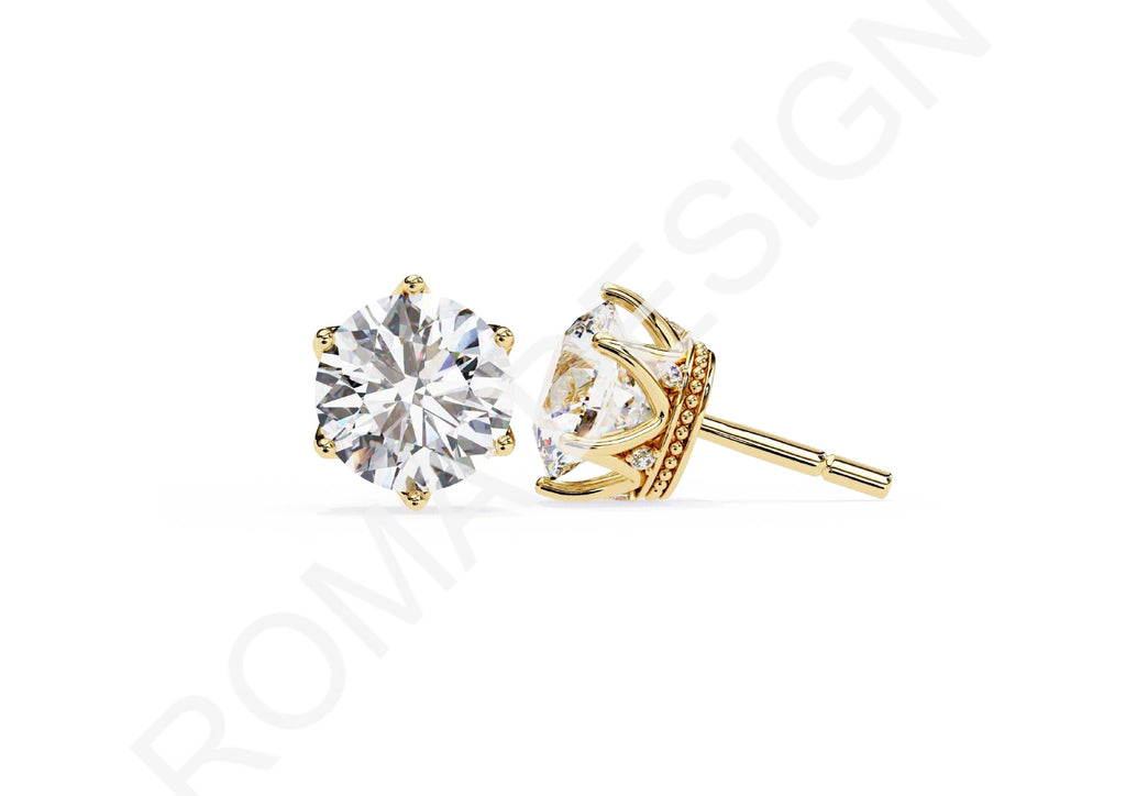 45 Solitaire Earrings Fully Rendered STL & 3DM Files