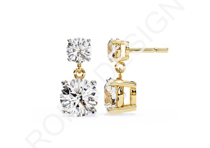 45 Solitaire Earrings Fully Rendered STL & 3DM Files