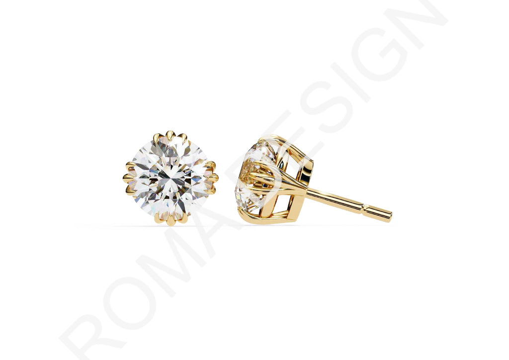 45 Solitaire Earrings Fully Rendered STL & 3DM Files