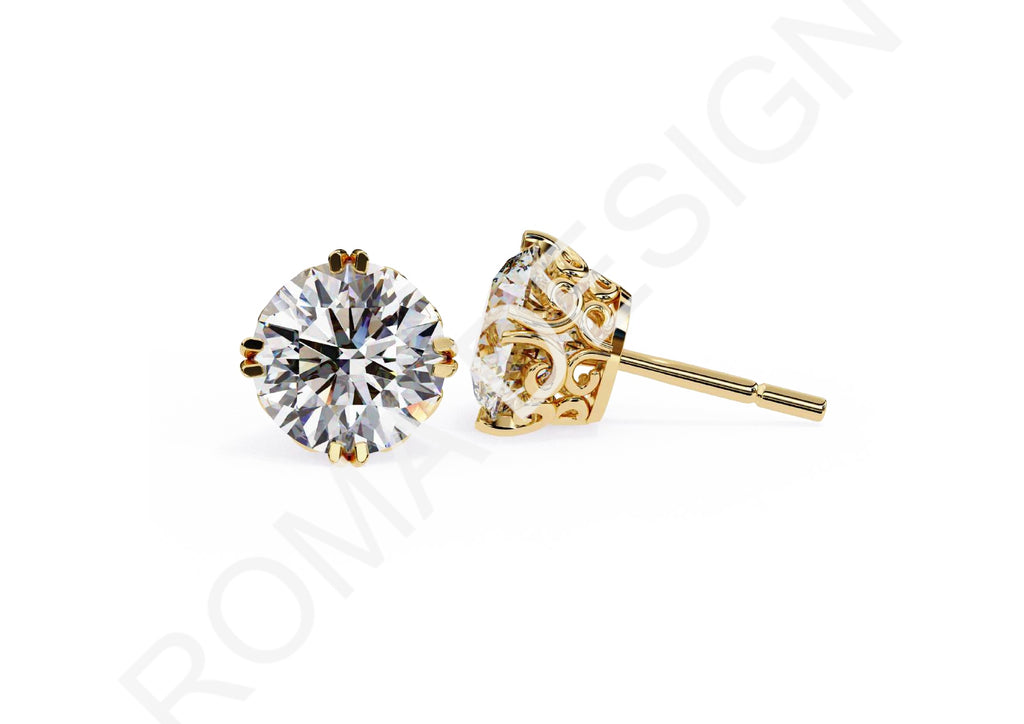 45 Solitaire Earrings Fully Rendered STL & 3DM Files