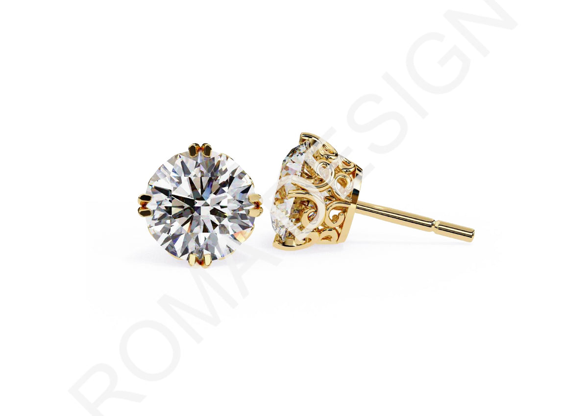 45 Solitaire Earrings Fully Rendered STL & 3DM Files