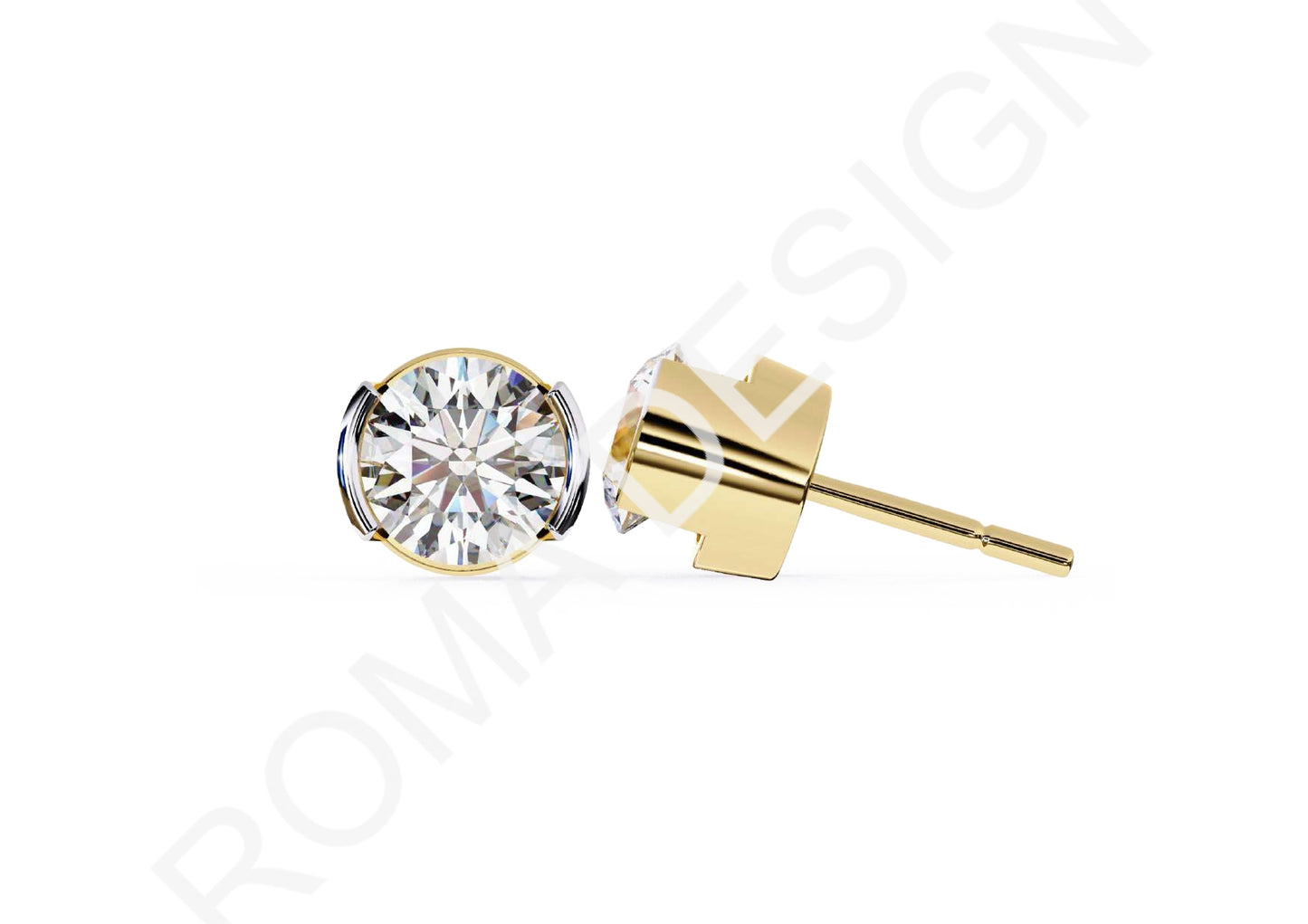 45 Solitaire Earrings Fully Rendered STL & 3DM Files