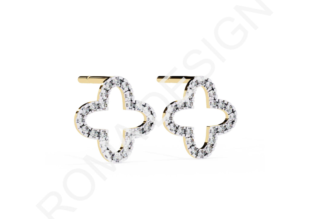 45 Solitaire Earrings Fully Rendered STL & 3DM Files