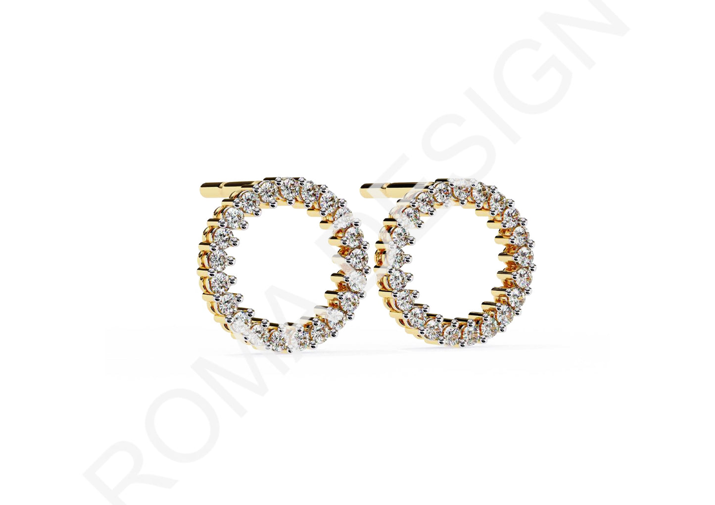 45 Solitaire Earrings Fully Rendered STL & 3DM Files