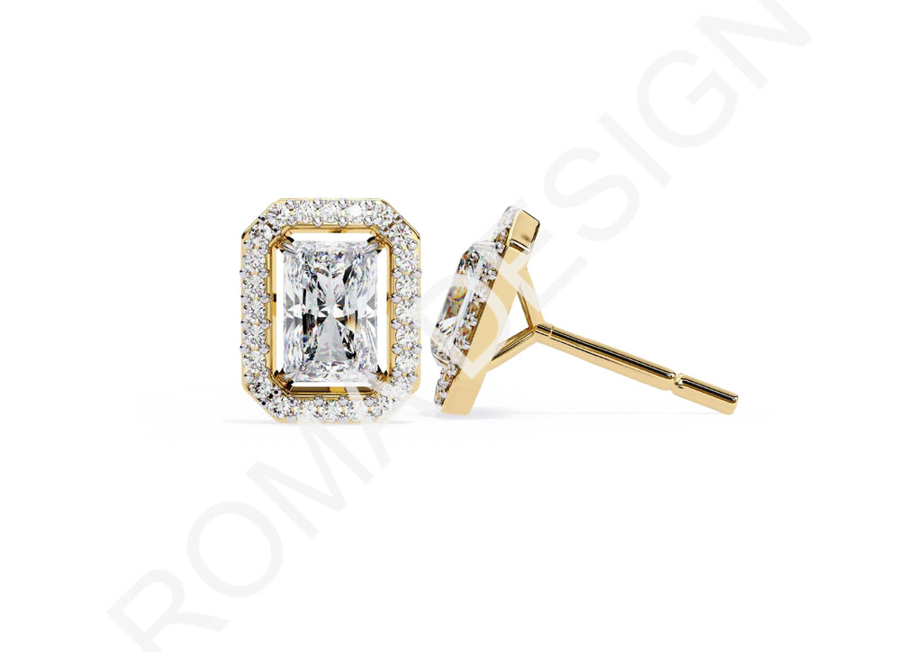 45 Solitaire Earrings Fully Rendered STL & 3DM Files