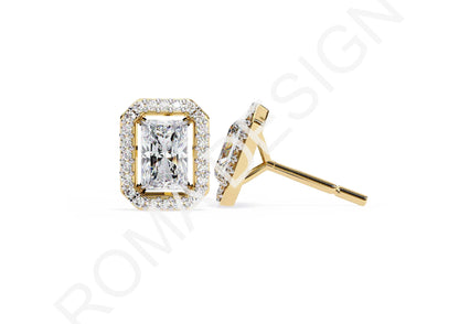 45 Solitaire Earrings Fully Rendered STL & 3DM Files