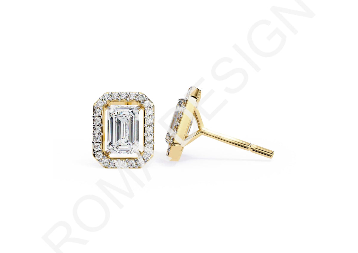 45 Solitaire Earrings Fully Rendered STL & 3DM Files