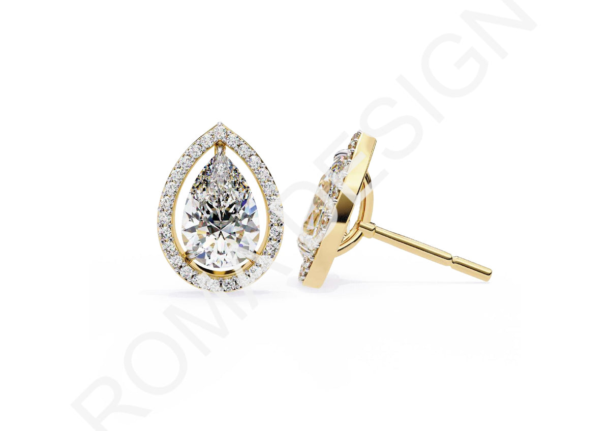 45 Solitaire Earrings Fully Rendered STL & 3DM Files