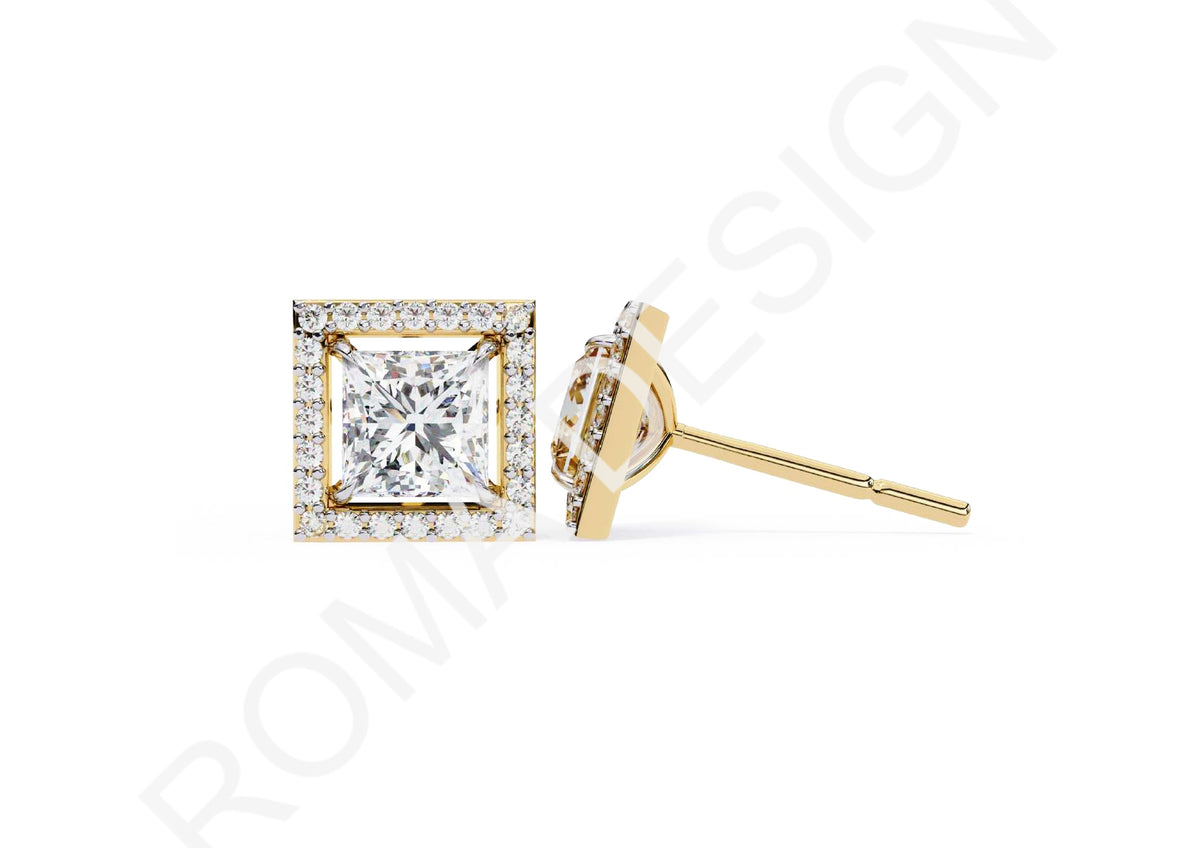 45 Solitaire Earrings Fully Rendered STL & 3DM Files