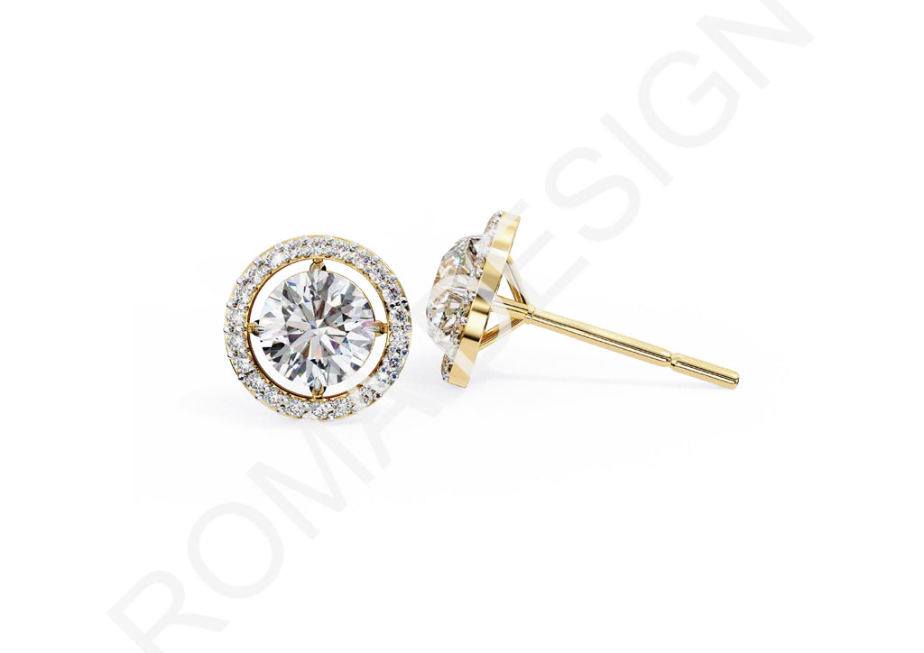 45 Solitaire Earrings Fully Rendered STL & 3DM Files