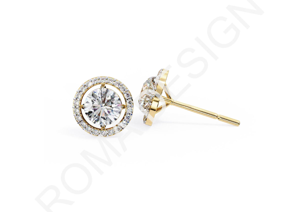 45 Solitaire Earrings Fully Rendered STL & 3DM Files