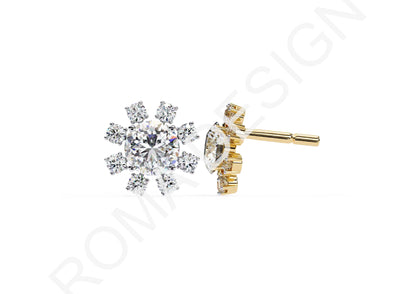 45 Solitaire Earrings Fully Rendered STL & 3DM Files