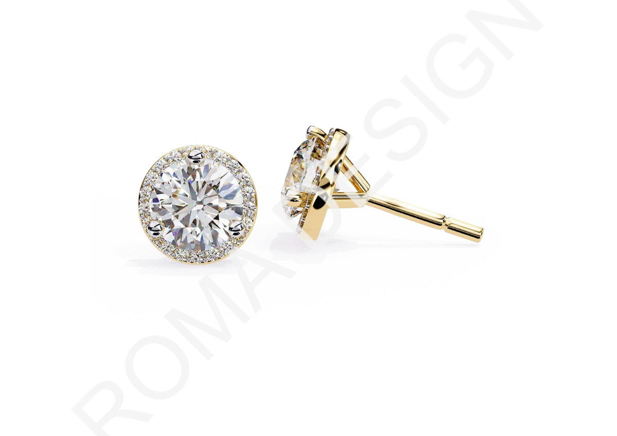 45 Solitaire Earrings Fully Rendered STL & 3DM Files