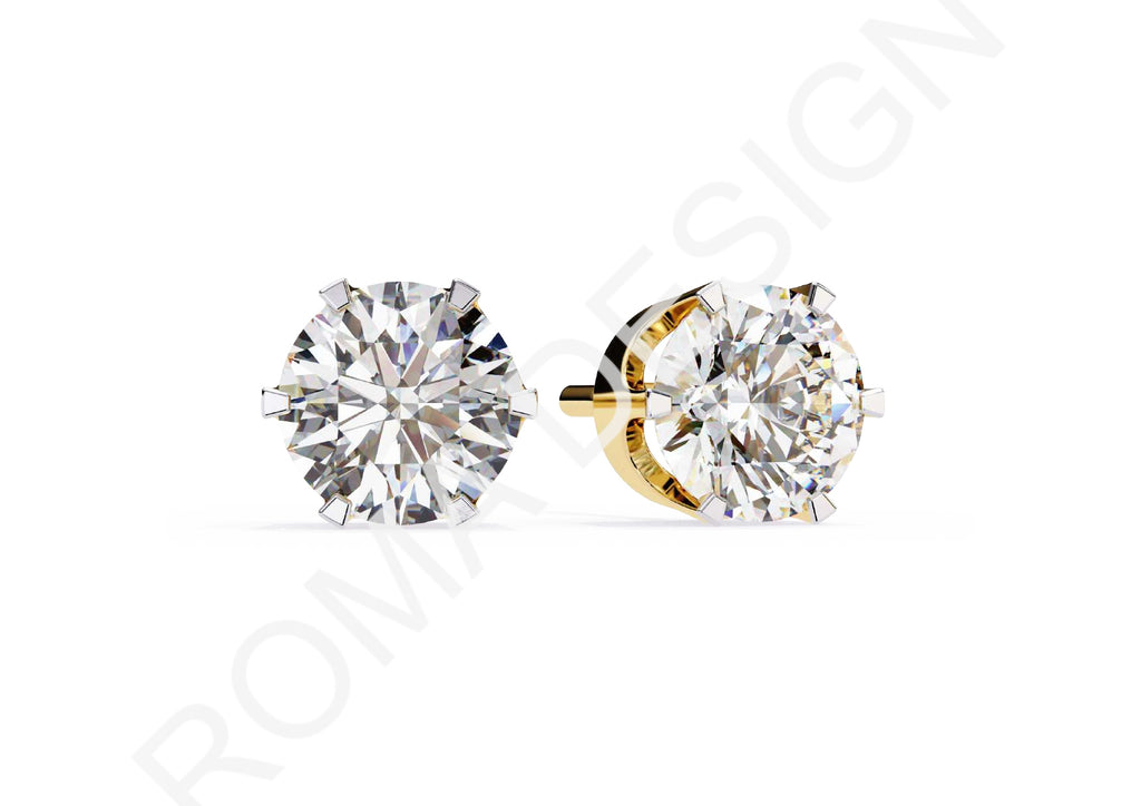 45 Solitaire Earrings Fully Rendered STL & 3DM Files
