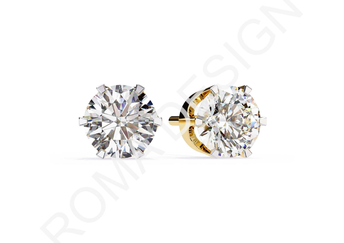 45 Solitaire Earrings Fully Rendered STL & 3DM Files
