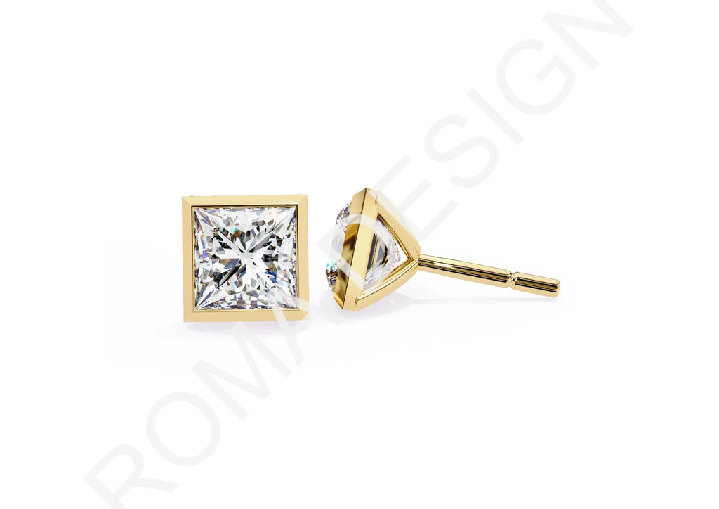 45 Solitaire Earrings Fully Rendered STL & 3DM Files