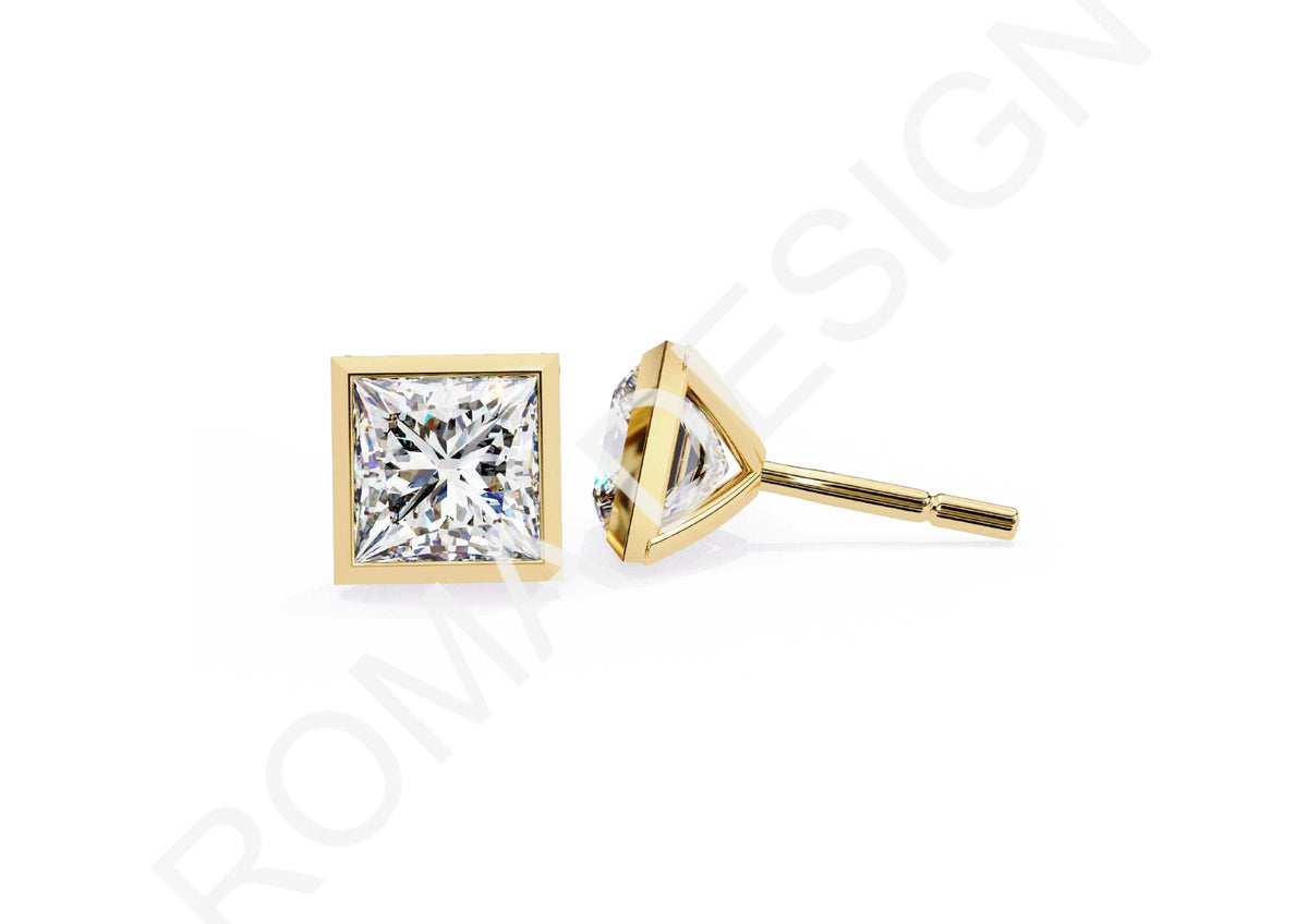 45 Solitaire Earrings Fully Rendered STL & 3DM Files