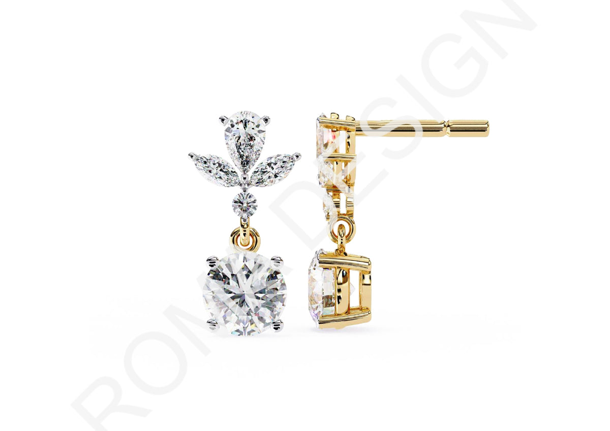 45 Solitaire Earrings Fully Rendered STL & 3DM Files
