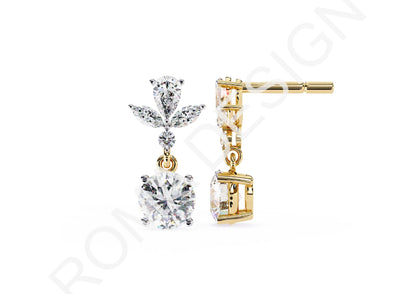 45 Solitaire Earrings Fully Rendered STL & 3DM Files