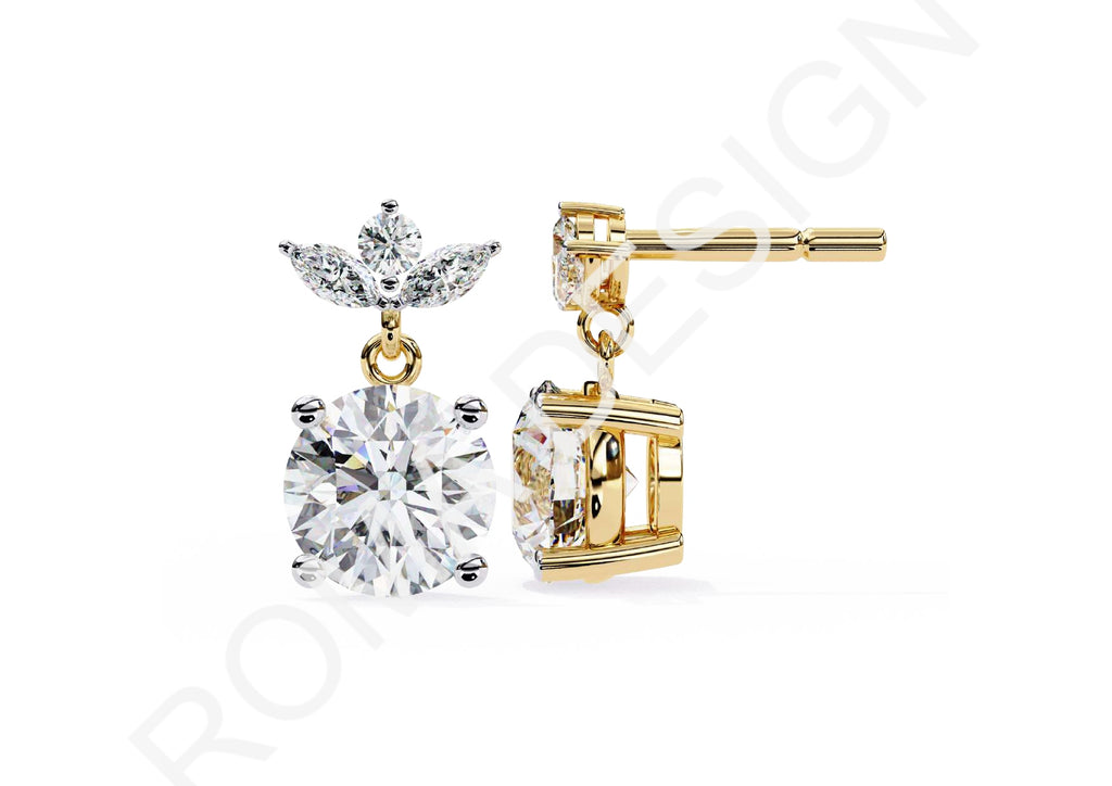 45 Solitaire Earrings Fully Rendered STL & 3DM Files