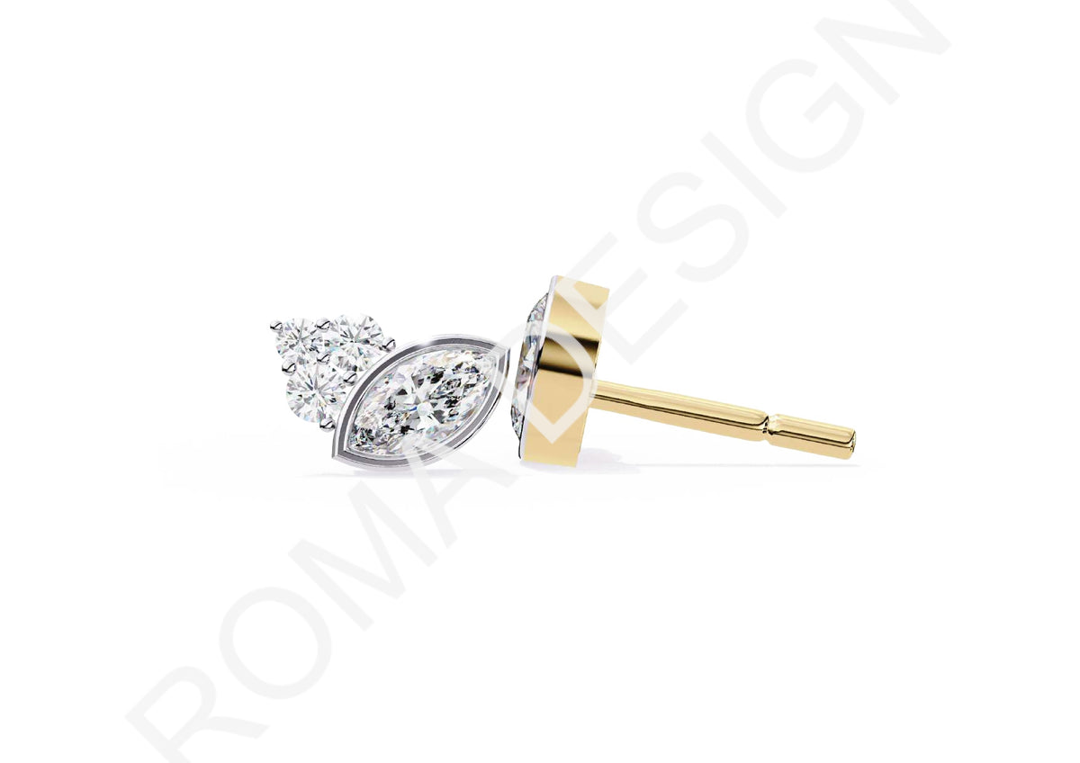 45 Solitaire Earrings Fully Rendered STL & 3DM Files