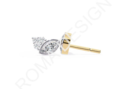 45 Solitaire Earrings Fully Rendered STL & 3DM Files