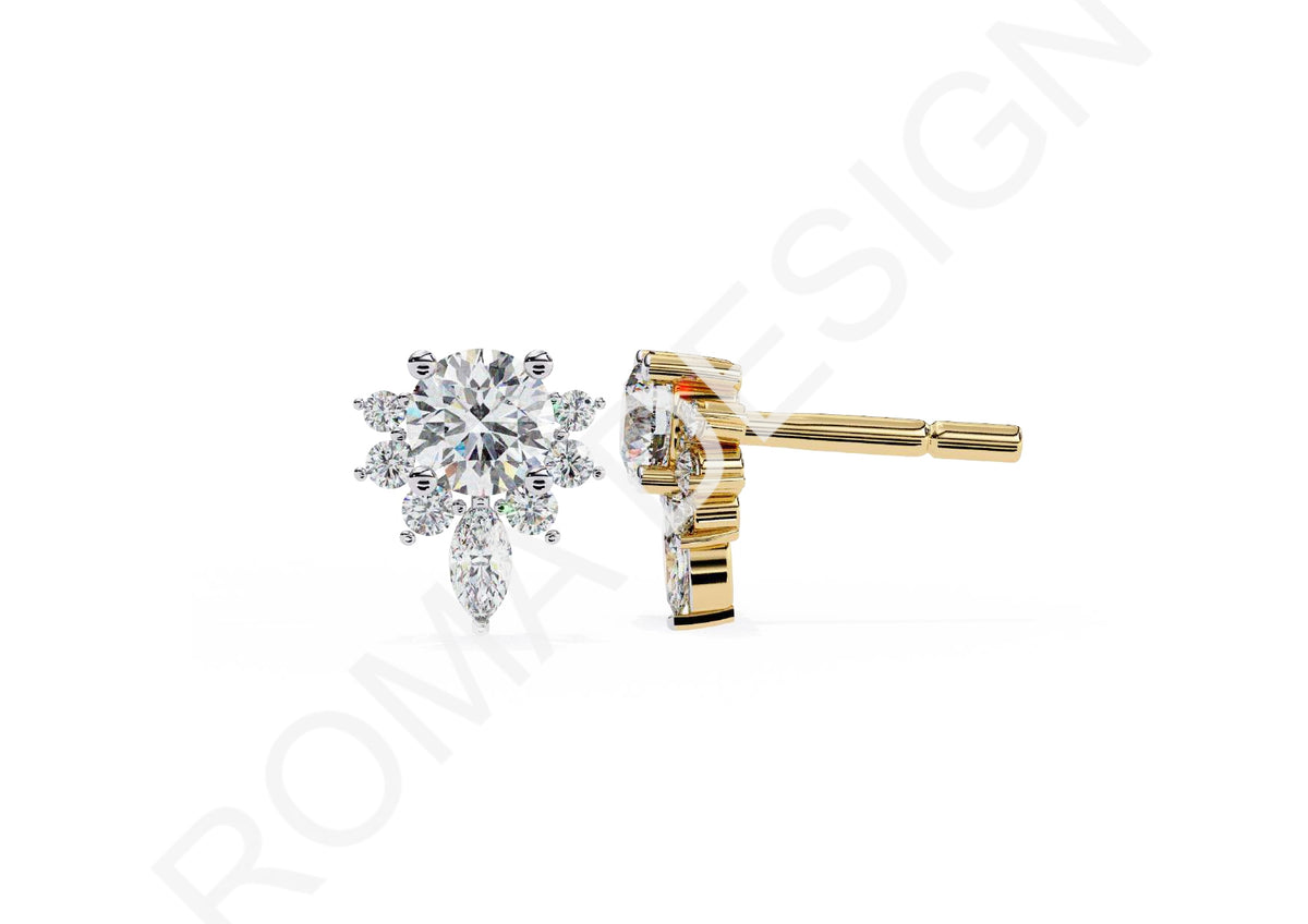 45 Solitaire Earrings Fully Rendered STL & 3DM Files