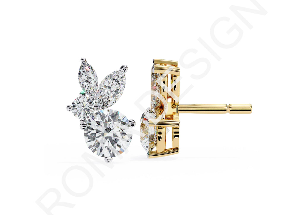 45 Solitaire Earrings Fully Rendered STL & 3DM Files