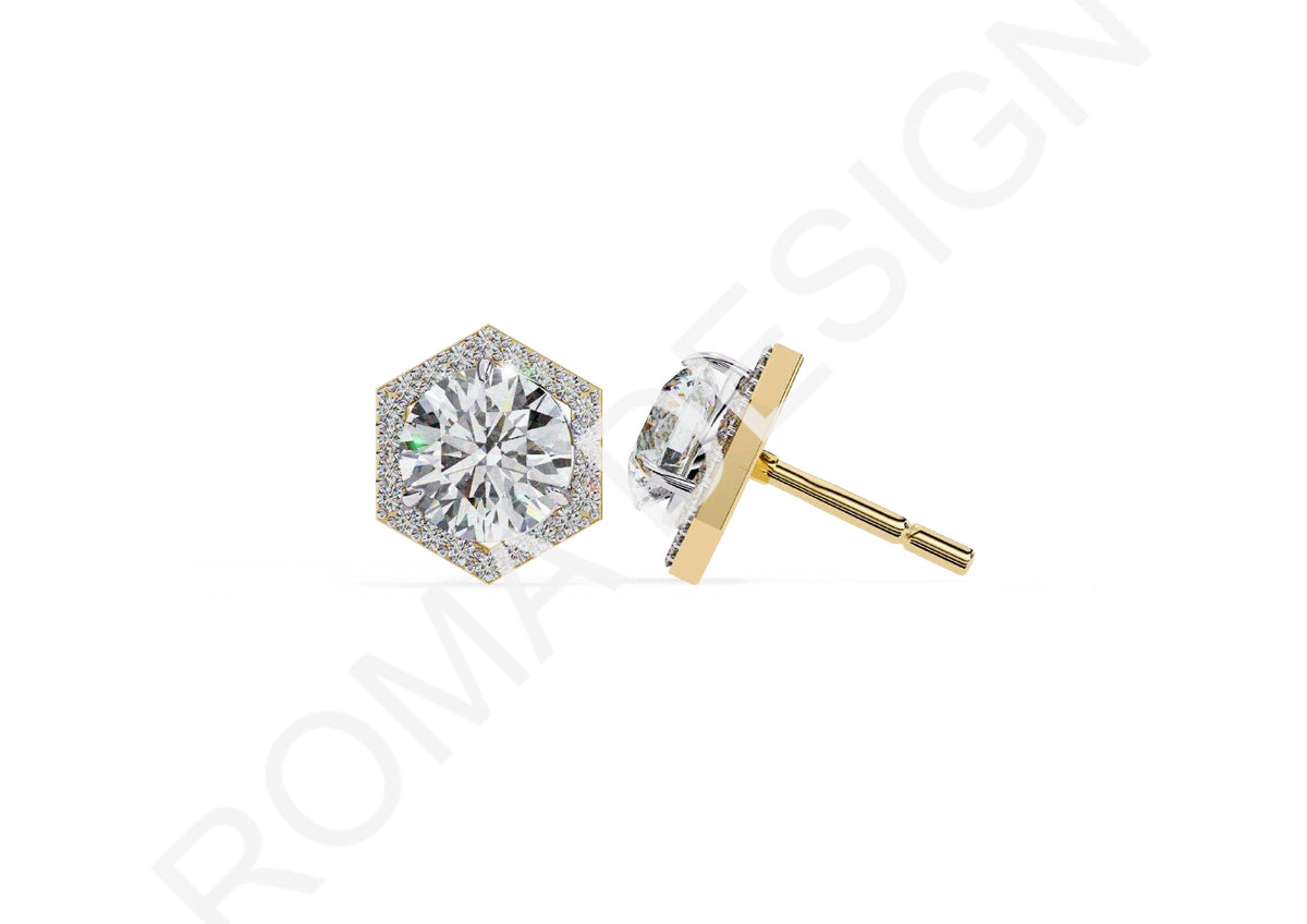 45 Solitaire Earrings Fully Rendered STL & 3DM Files