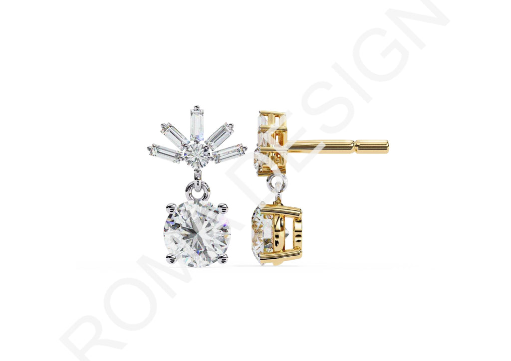 45 Solitaire Earrings Fully Rendered STL & 3DM Files