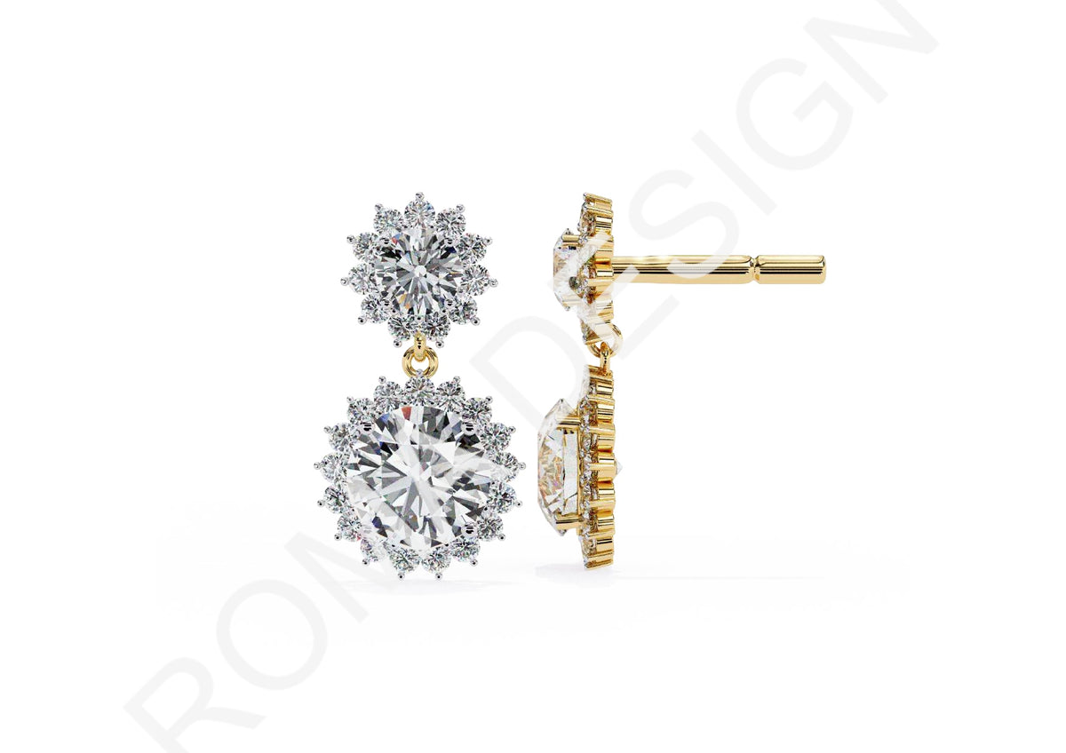 45 Solitaire Earrings Fully Rendered STL & 3DM Files