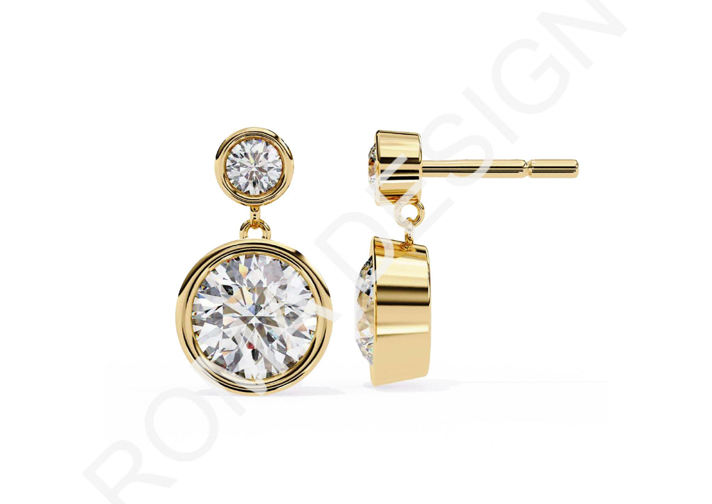 45 Solitaire Earrings Fully Rendered STL & 3DM Files