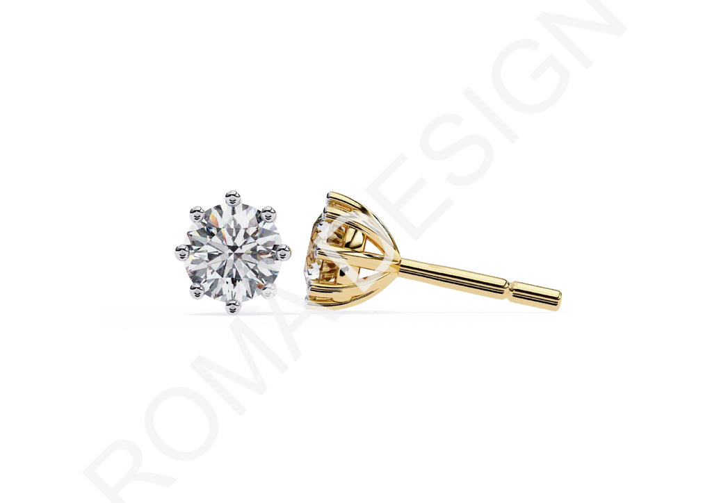 45 Solitaire Earrings Fully Rendered STL & 3DM Files