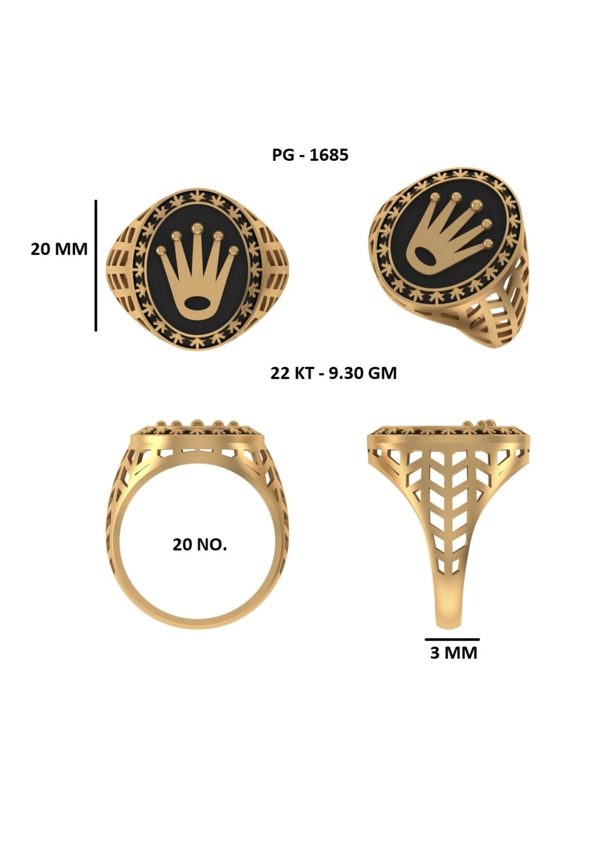 50 Light Weight Gent's Rings STL &  3DM FIles