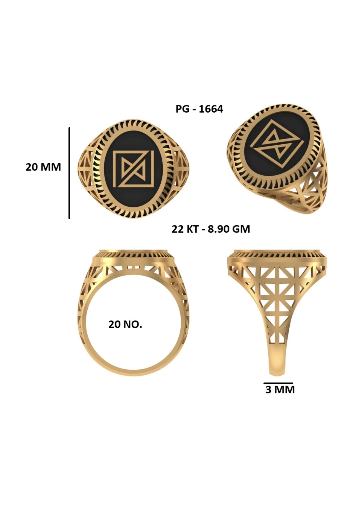 50 Light Weight Gent's Rings STL &  3DM FIles