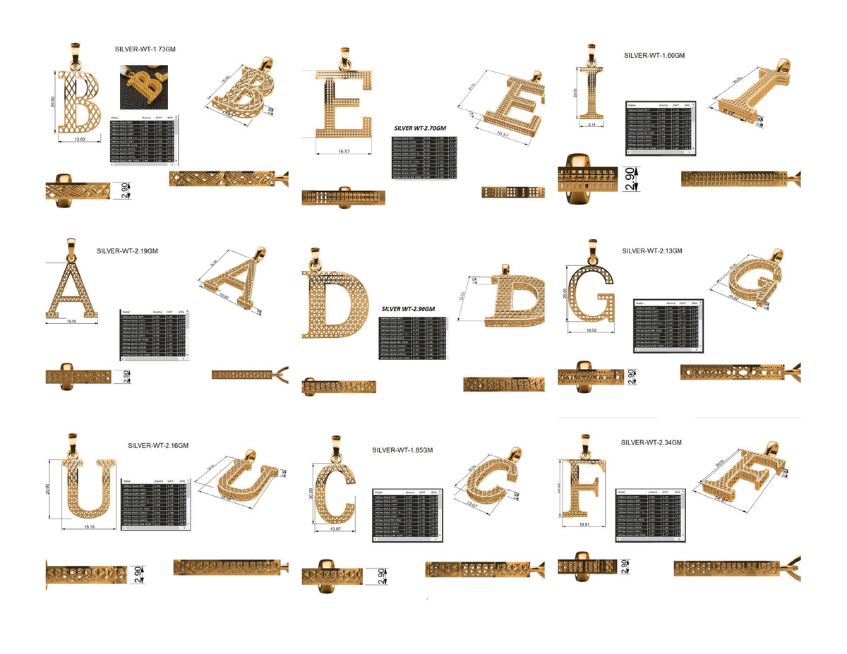 Filigree Alphabet Collection STL & 3DM Files