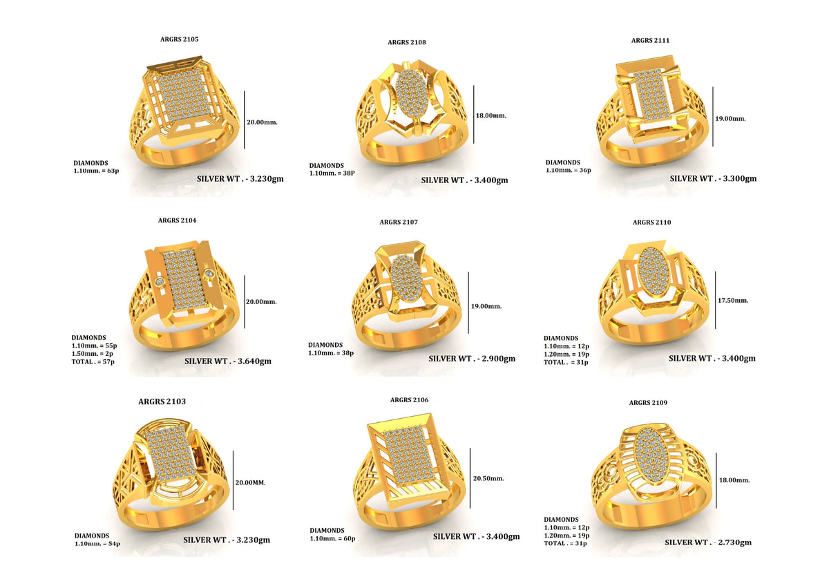 30 Gent's Stone Rings STL Files